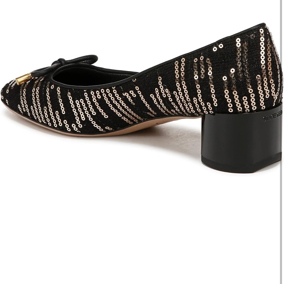 Franco Sarto Black and Gold Sequin Heels Size 7 - Picture 3 of 10